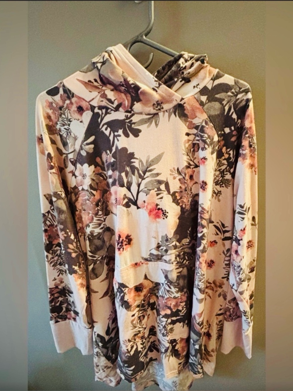 LuLaRoe Floral Hoodie in Blush, Brown, Gray